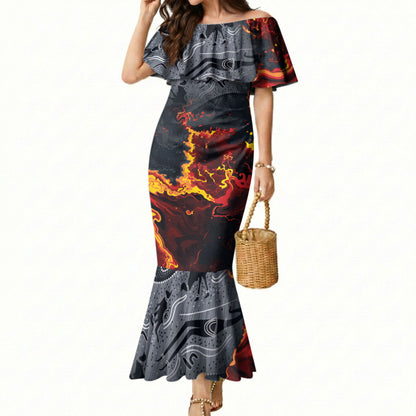 Australia Bushfire Aboriginal Personalised Mermaid Dress Fire Dreaming Healing Country