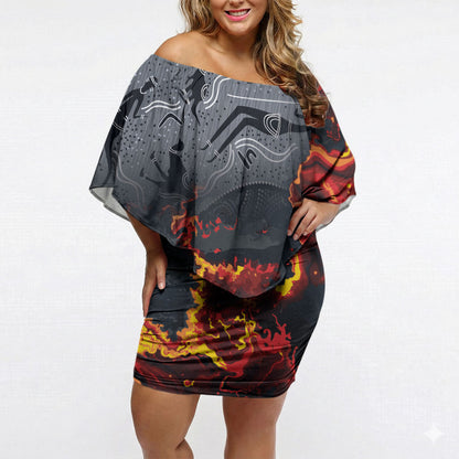 Australia Bushfire Aboriginal Personalised Off Shoulder Short Dress Fire Dreaming Healing Country