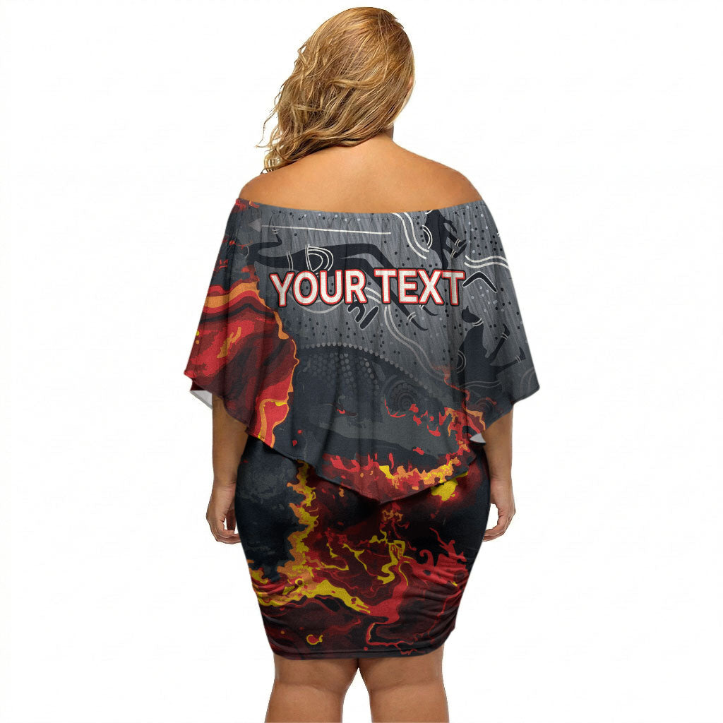 Australia Bushfire Aboriginal Personalised Off Shoulder Short Dress Fire Dreaming Healing Country