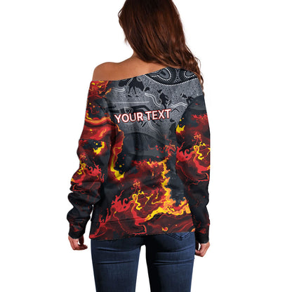 Australia Bushfire Aboriginal Personalised Off Shoulder Sweater Fire Dreaming Healing Country
