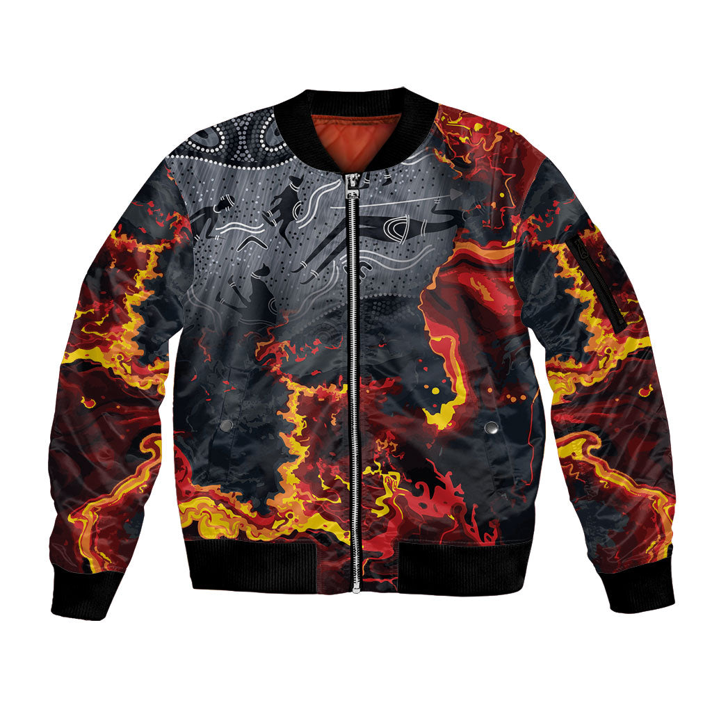 Australia Bushfire Aboriginal Personalised Sleeve Zip Bomber Jacket Fire Dreaming Healing Country