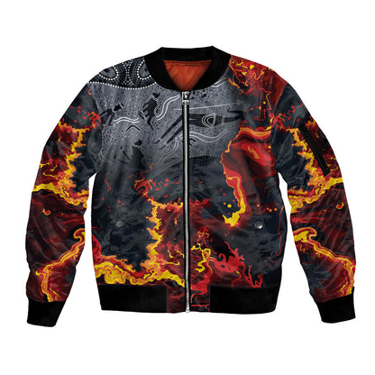 Australia Bushfire Aboriginal Personalised Sleeve Zip Bomber Jacket Fire Dreaming Healing Country