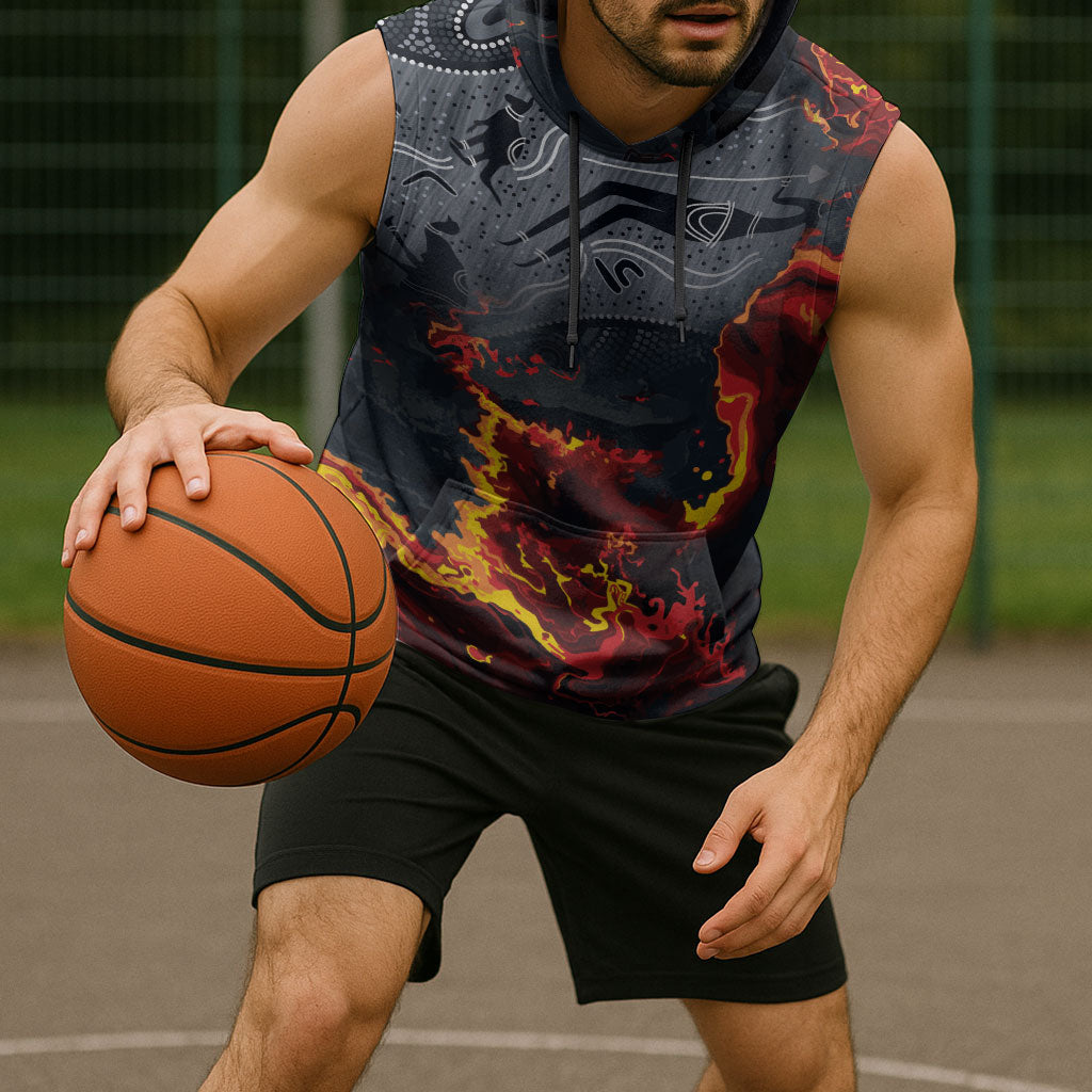 Australia Bushfire Aboriginal Personalised Sleeveless Hoodie Fire Dreaming Healing Country