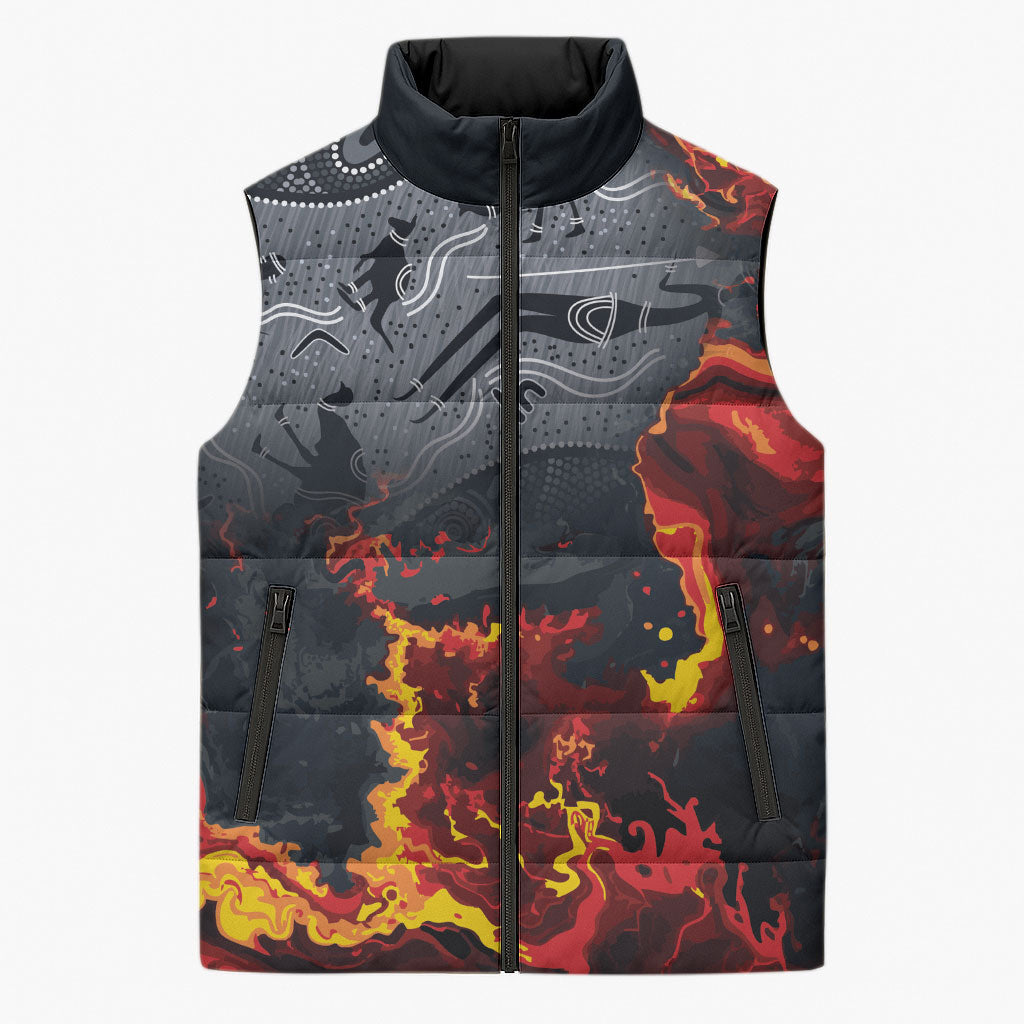 Australia Bushfire Aboriginal Personalised Sleeveless Puffer Jacket Fire Dreaming Healing Country
