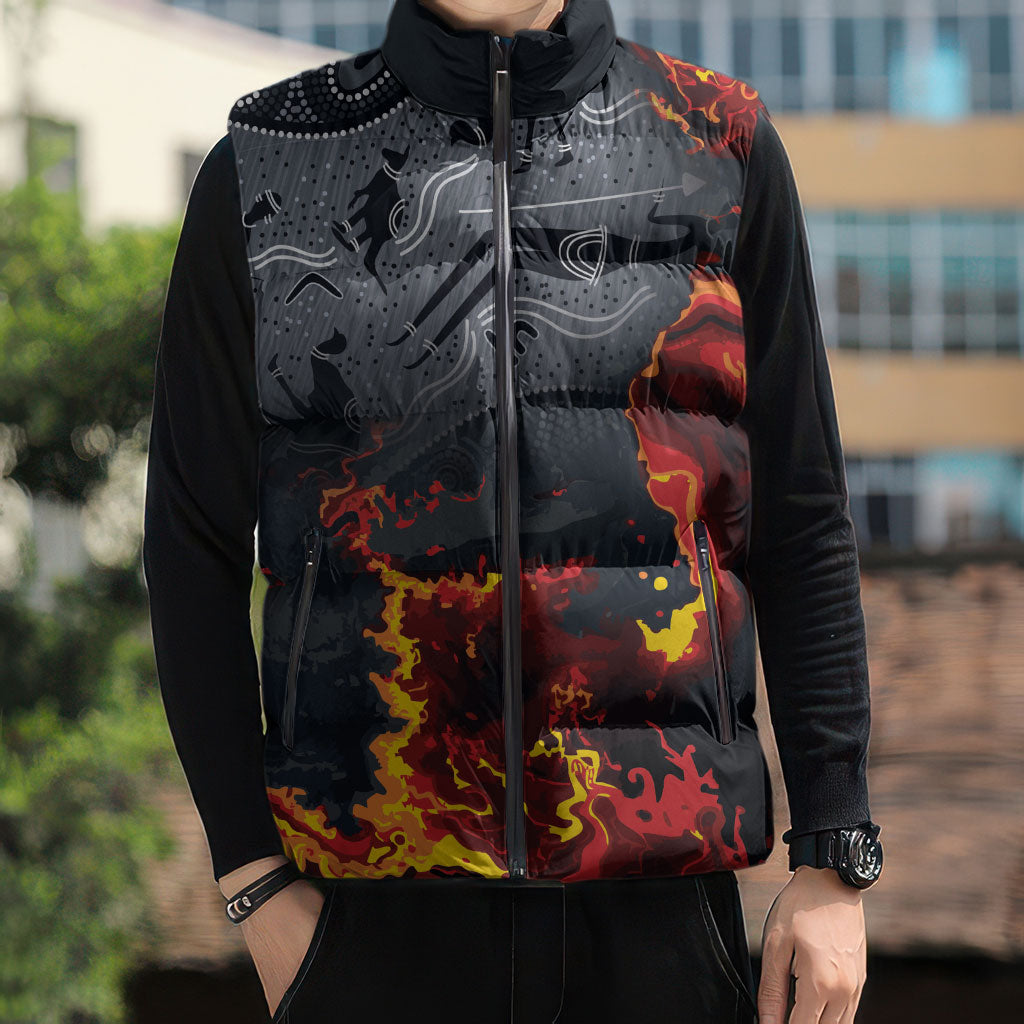Australia Bushfire Aboriginal Personalised Sleeveless Puffer Jacket Fire Dreaming Healing Country