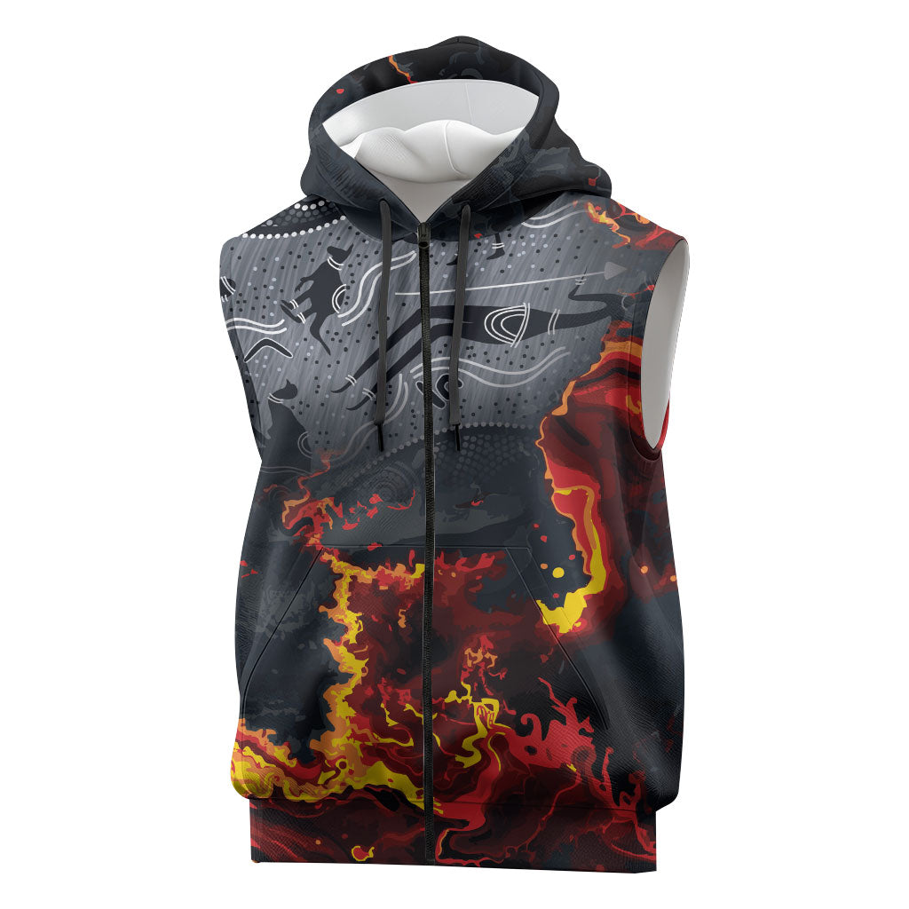 Australia Bushfire Aboriginal Personalised Sleeveless Zip Hoodie Fire Dreaming Healing Country