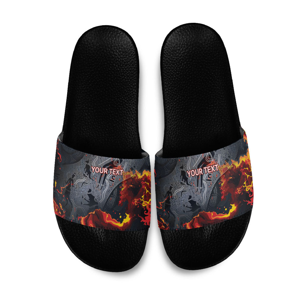 Australia Bushfire Aboriginal Personalised Slide Sandals Fire Dreaming Healing Country