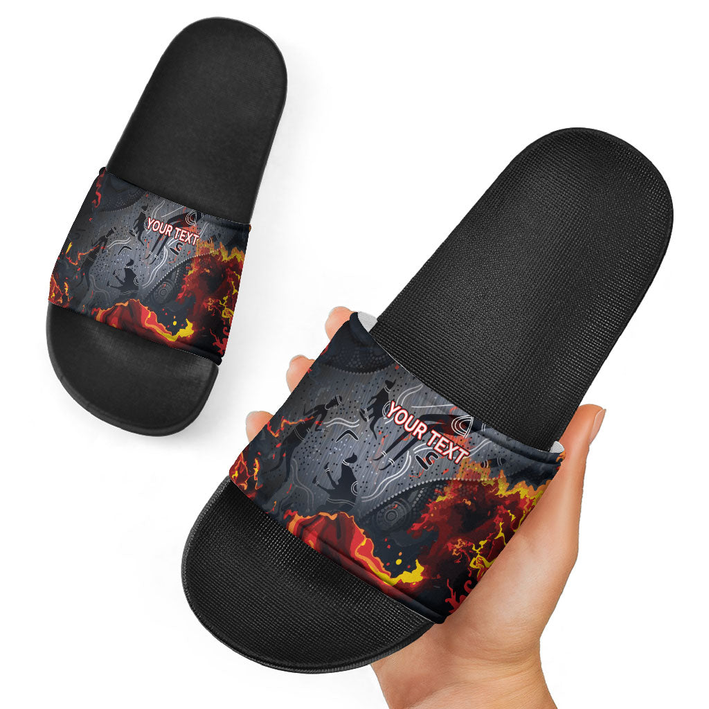 Australia Bushfire Aboriginal Personalised Slide Sandals Fire Dreaming Healing Country