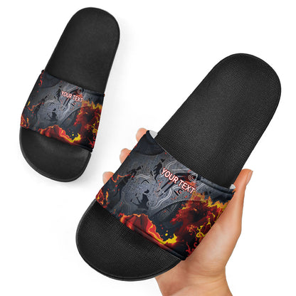 Australia Bushfire Aboriginal Personalised Slide Sandals Fire Dreaming Healing Country