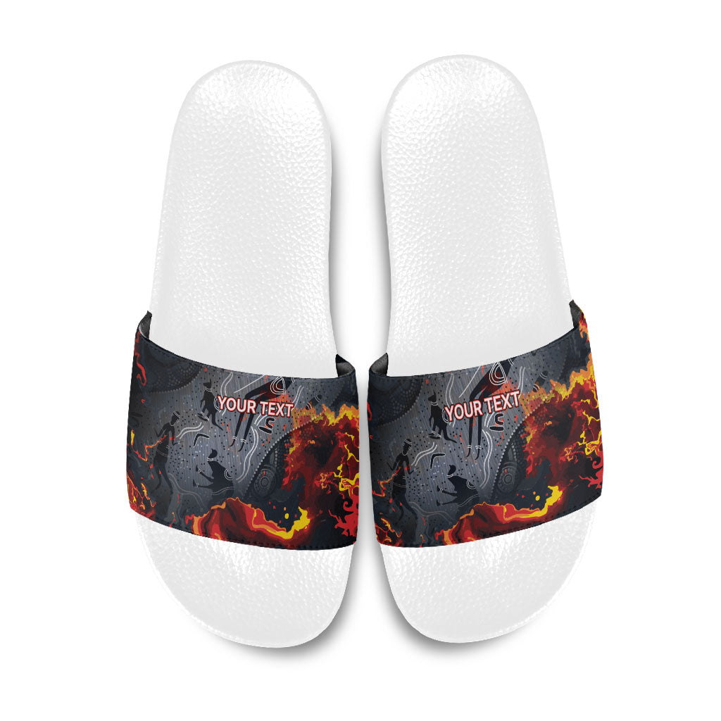 Australia Bushfire Aboriginal Personalised Slide Sandals Fire Dreaming Healing Country