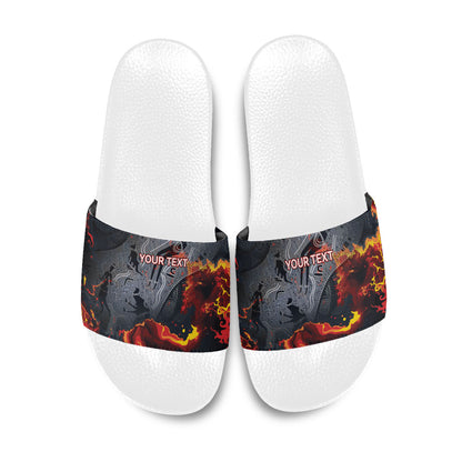 Australia Bushfire Aboriginal Personalised Slide Sandals Fire Dreaming Healing Country