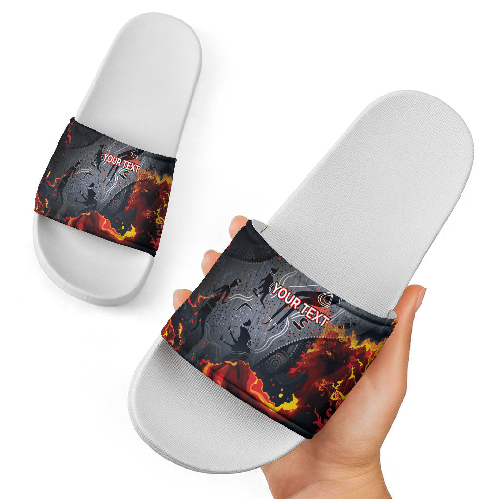 Australia Bushfire Aboriginal Personalised Slide Sandals Fire Dreaming Healing Country