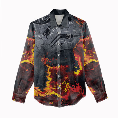 Australia Bushfire Aboriginal Personalised Women Casual Shirt Fire Dreaming Healing Country