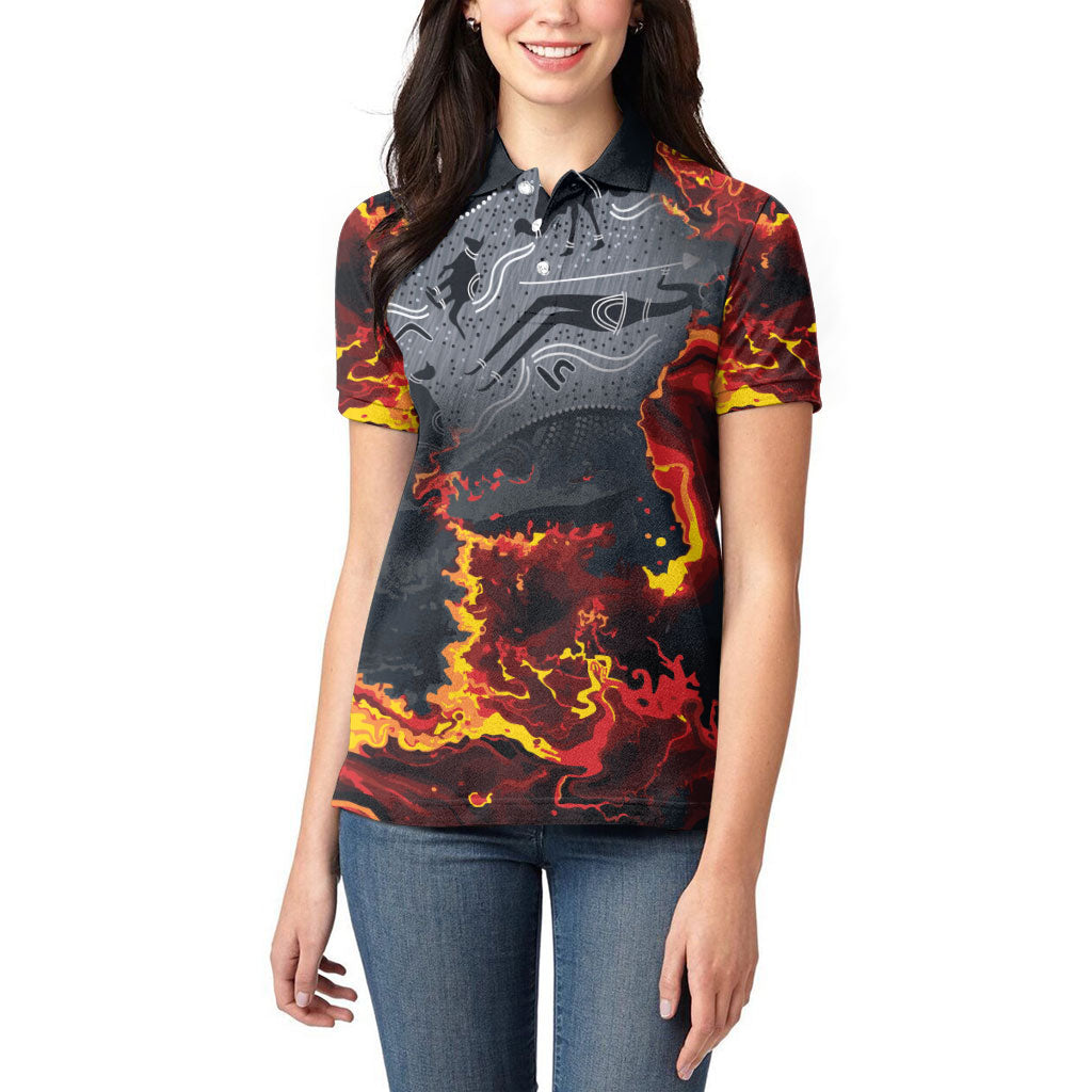 Australia Bushfire Aboriginal Personalised Women Polo Shirt Fire Dreaming Healing Country