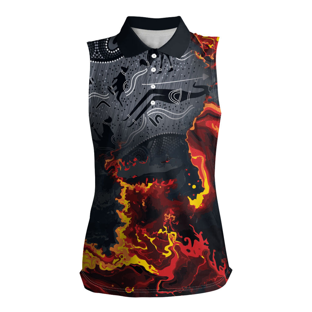 Australia Bushfire Aboriginal Personalised Women Sleeveless Polo Shirt Fire Dreaming Healing Country