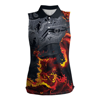Australia Bushfire Aboriginal Personalised Women Sleeveless Polo Shirt Fire Dreaming Healing Country