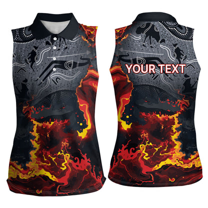 Australia Bushfire Aboriginal Personalised Women Sleeveless Polo Shirt Fire Dreaming Healing Country