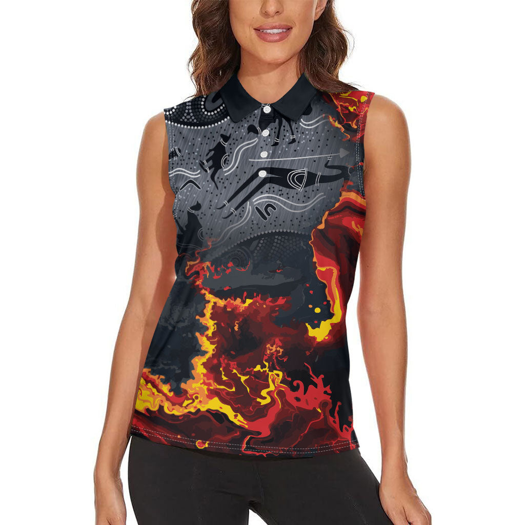 Australia Bushfire Aboriginal Personalised Women Sleeveless Polo Shirt Fire Dreaming Healing Country