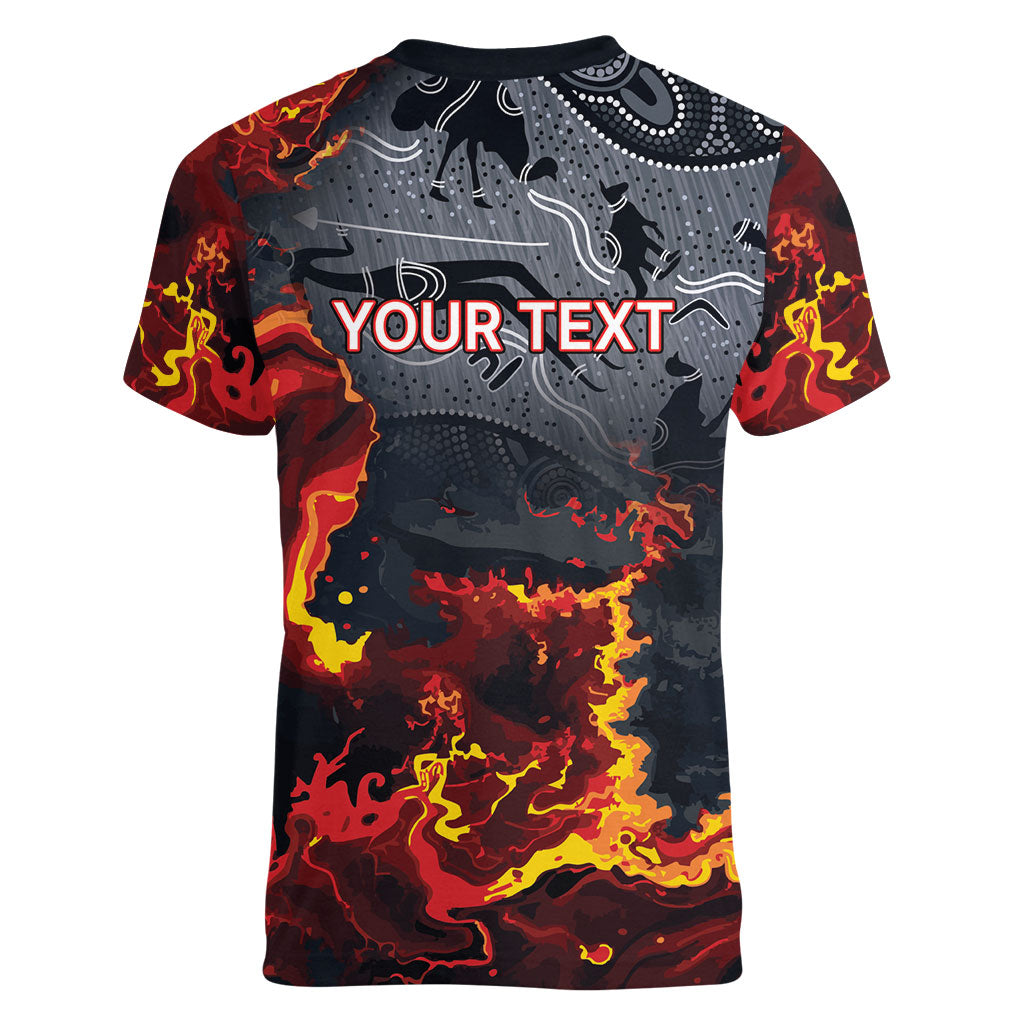 Australia Bushfire Aboriginal Personalised Women V-Neck T-Shirt Fire Dreaming Healing Country