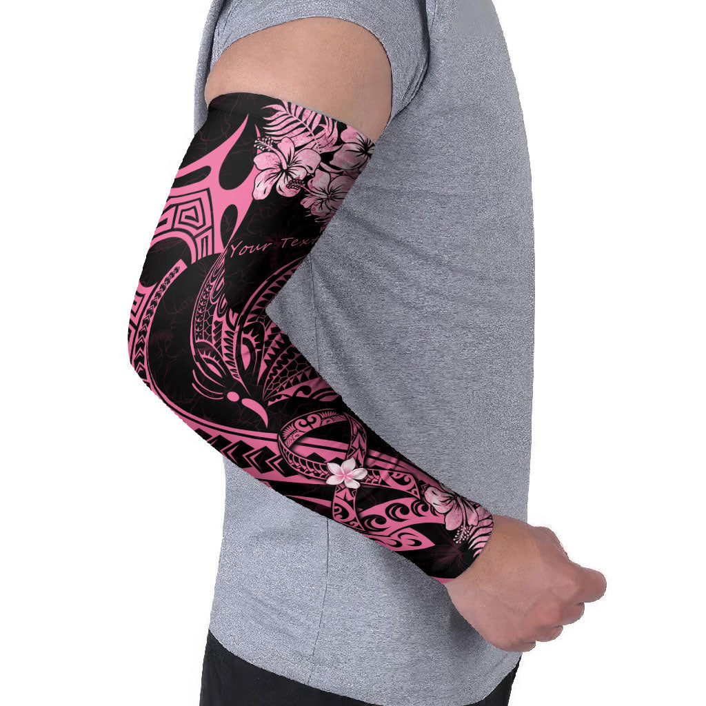 Personalised Polynesian Floral Butterfly Arm Sleeves Breast Cancer Support Pink Ribbon