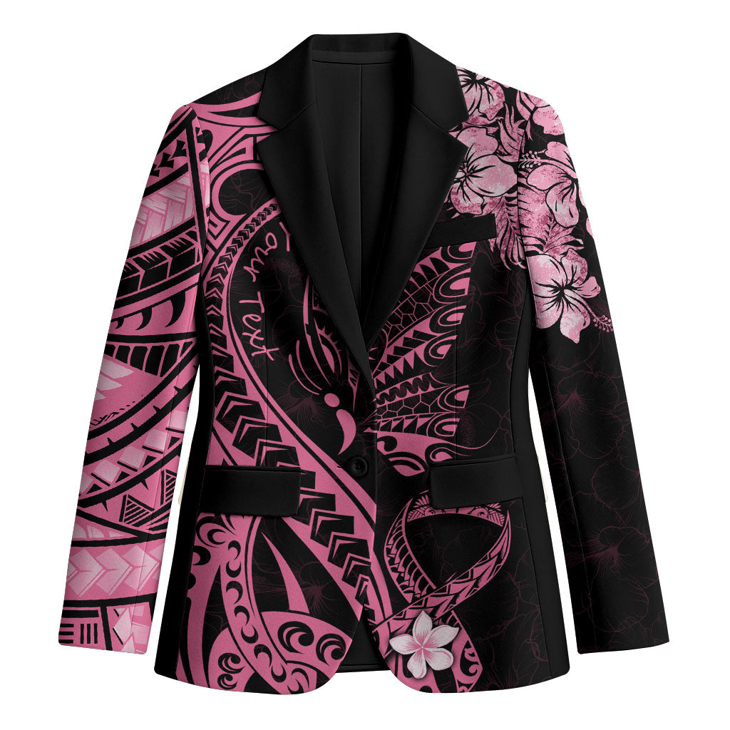 Personalised Polynesian Floral Butterfly Blazer Breast Cancer Support Pink Ribbon