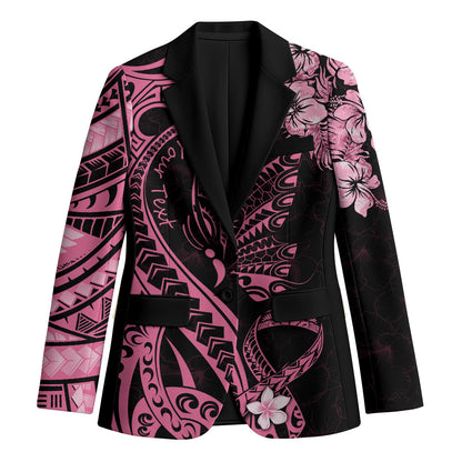 Personalised Polynesian Floral Butterfly Blazer Breast Cancer Support Pink Ribbon