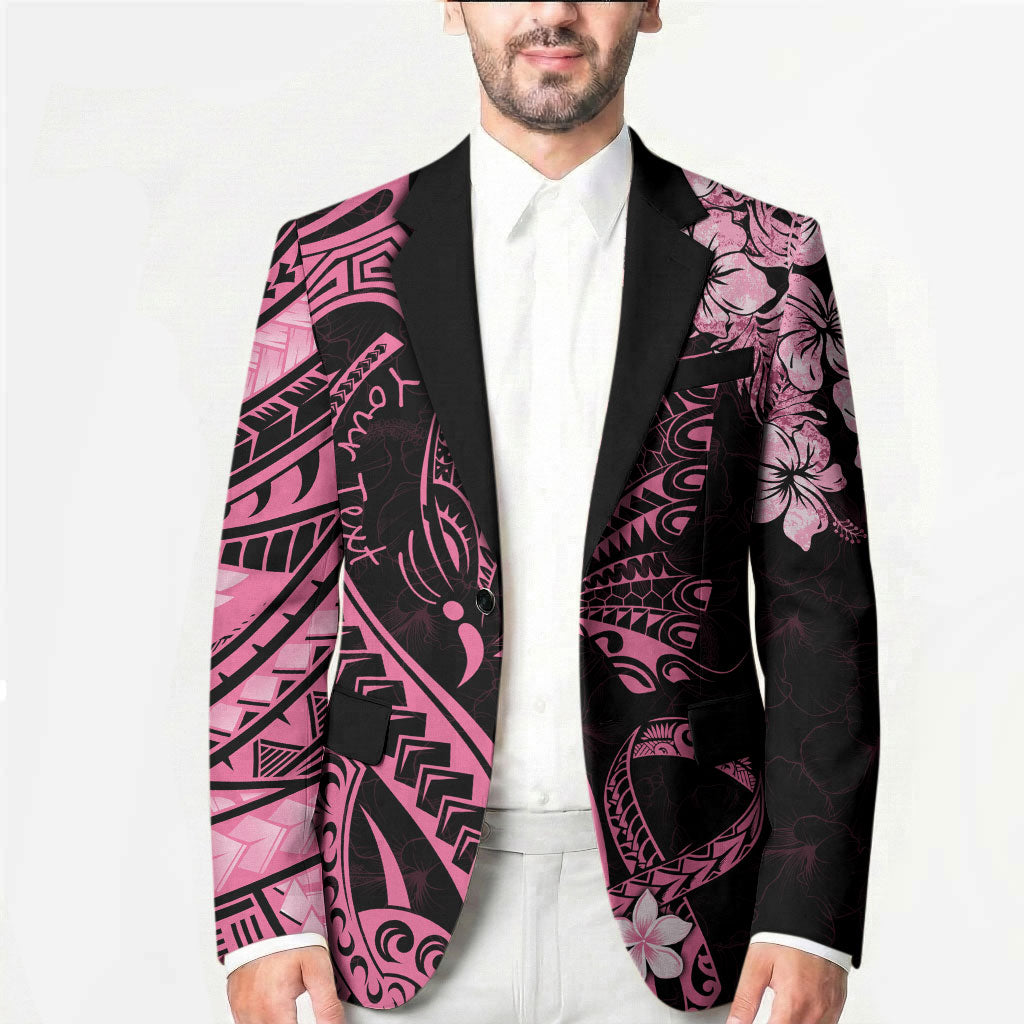 Personalised Polynesian Floral Butterfly Blazer Breast Cancer Support Pink Ribbon
