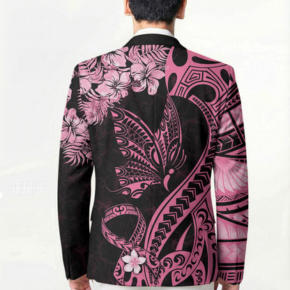 Personalised Polynesian Floral Butterfly Blazer Breast Cancer Support Pink Ribbon