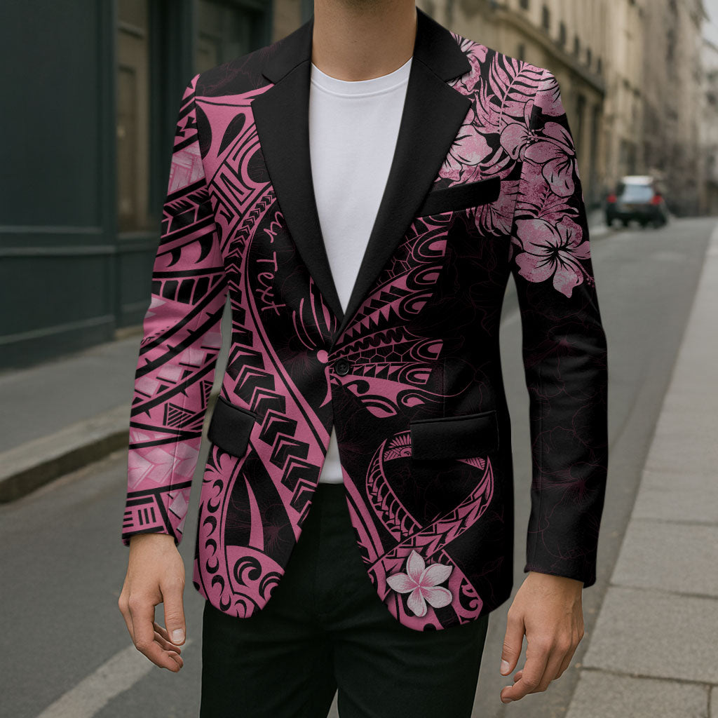 Personalised Polynesian Floral Butterfly Blazer Breast Cancer Support Pink Ribbon