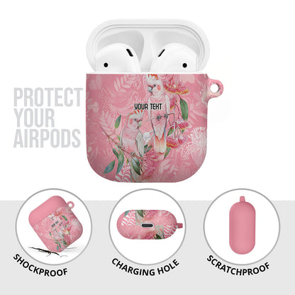 Personalised Galah Cockatoo Eucalyptus Flowers AirPods Case Australian Breast Cancer Support Spirit