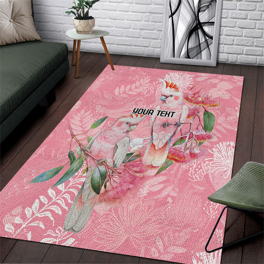Personalised Galah Cockatoo Eucalyptus Flowers Area Rug Australian Breast Cancer Support Spirit