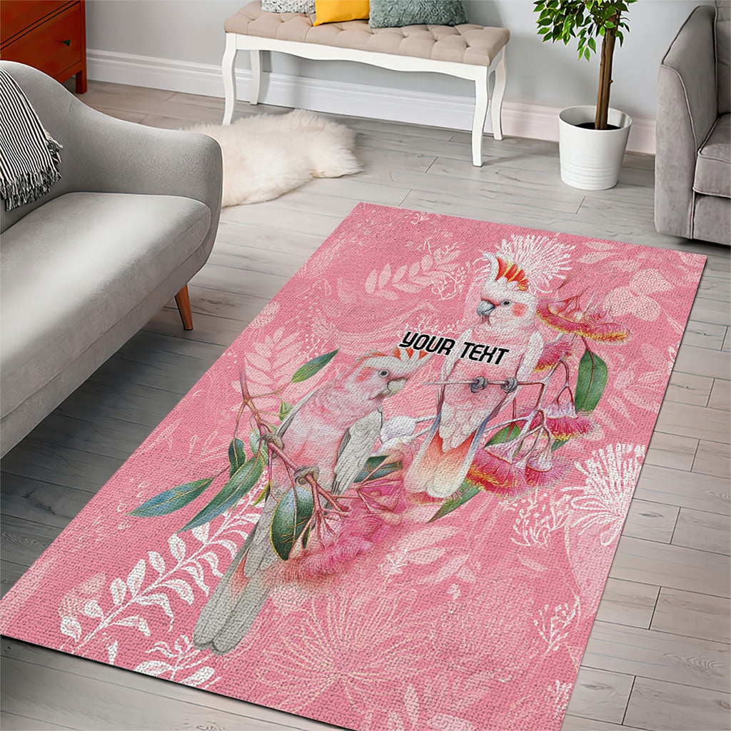 Personalised Galah Cockatoo Eucalyptus Flowers Area Rug Australian Breast Cancer Support Spirit