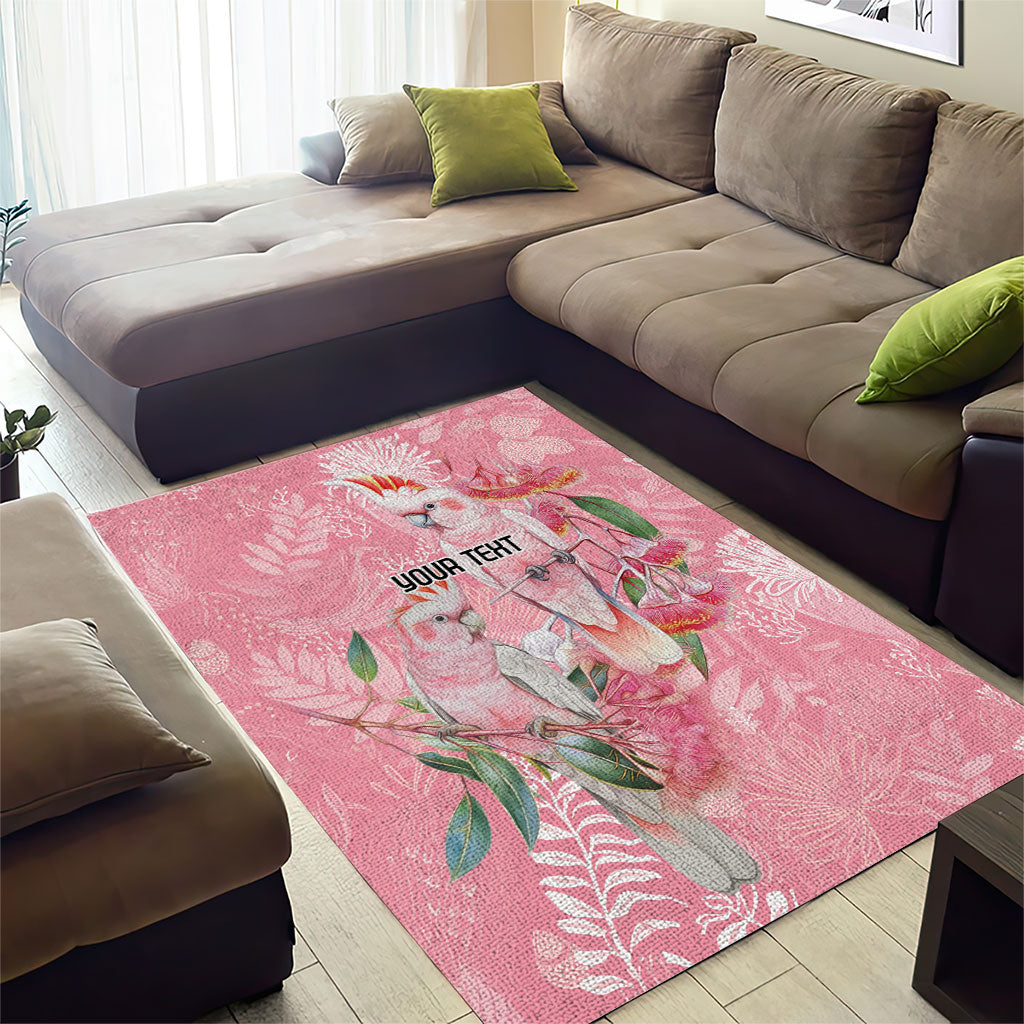 Personalised Galah Cockatoo Eucalyptus Flowers Area Rug Australian Breast Cancer Support Spirit