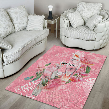 Personalised Galah Cockatoo Eucalyptus Flowers Area Rug Australian Breast Cancer Support Spirit