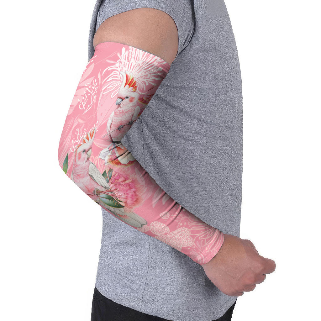 Personalised Galah Cockatoo Eucalyptus Flowers Arm Sleeves Australian Breast Cancer Support Spirit