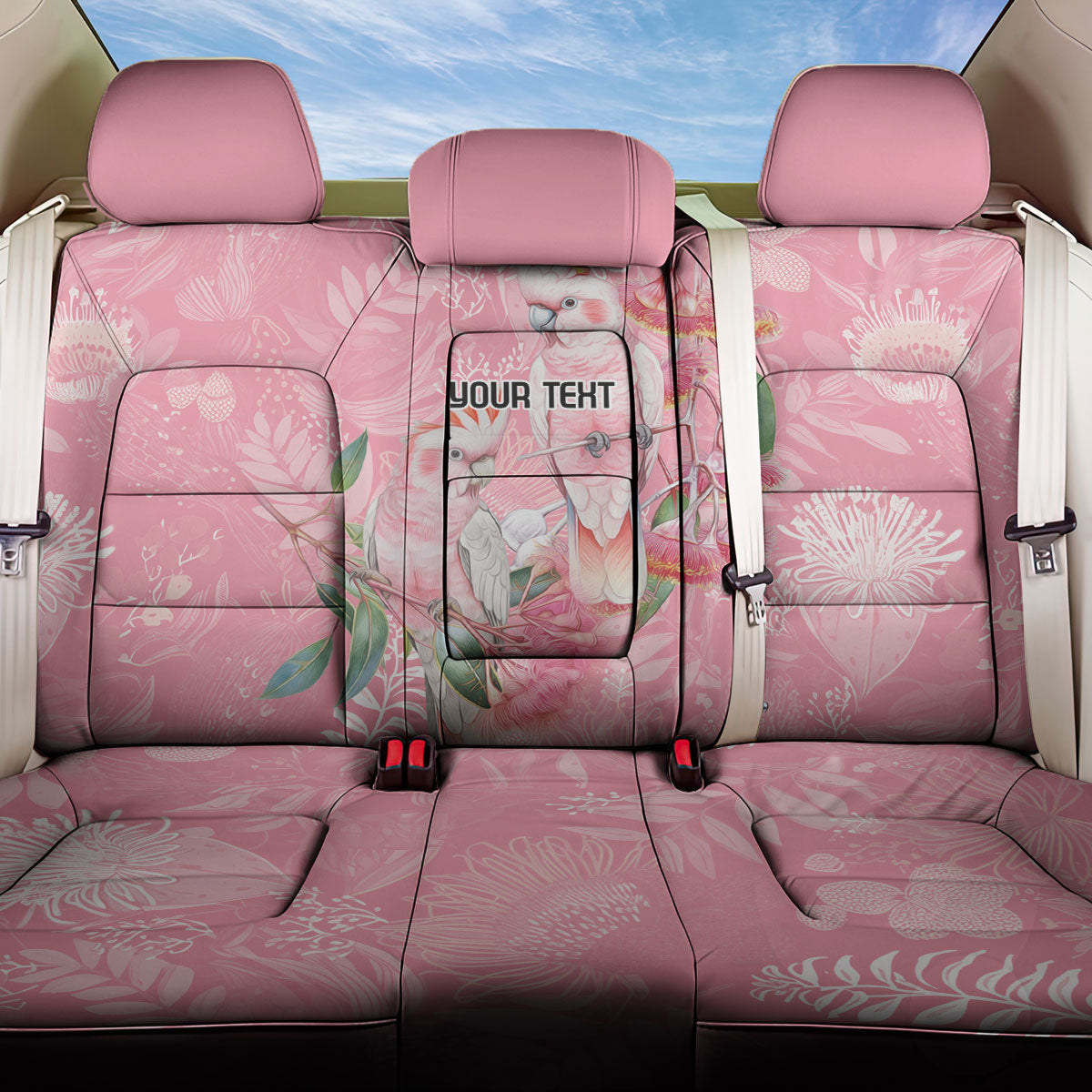 Personalised Galah Cockatoo Eucalyptus Flowers Back Car Seat Cover Australian Breast Cancer Support Spirit