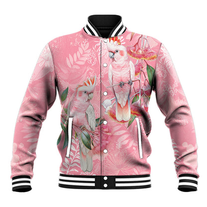 Personalised Galah Cockatoo Eucalyptus Flowers Baseball Jacket Australian Breast Cancer Support Spirit