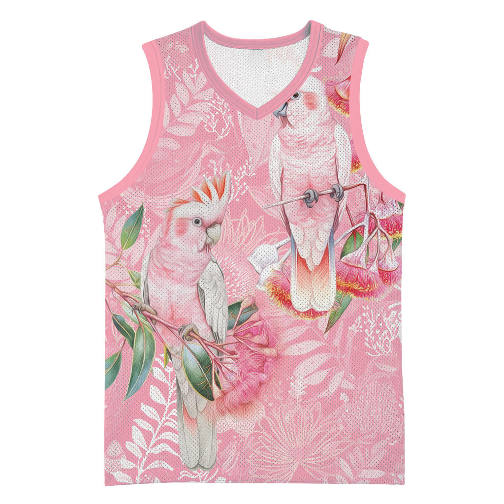 Personalised Galah Cockatoo Eucalyptus Flowers Basketball Jersey Australian Breast Cancer Support Spirit