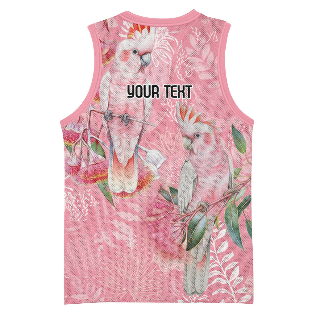 Personalised Galah Cockatoo Eucalyptus Flowers Basketball Jersey Australian Breast Cancer Support Spirit