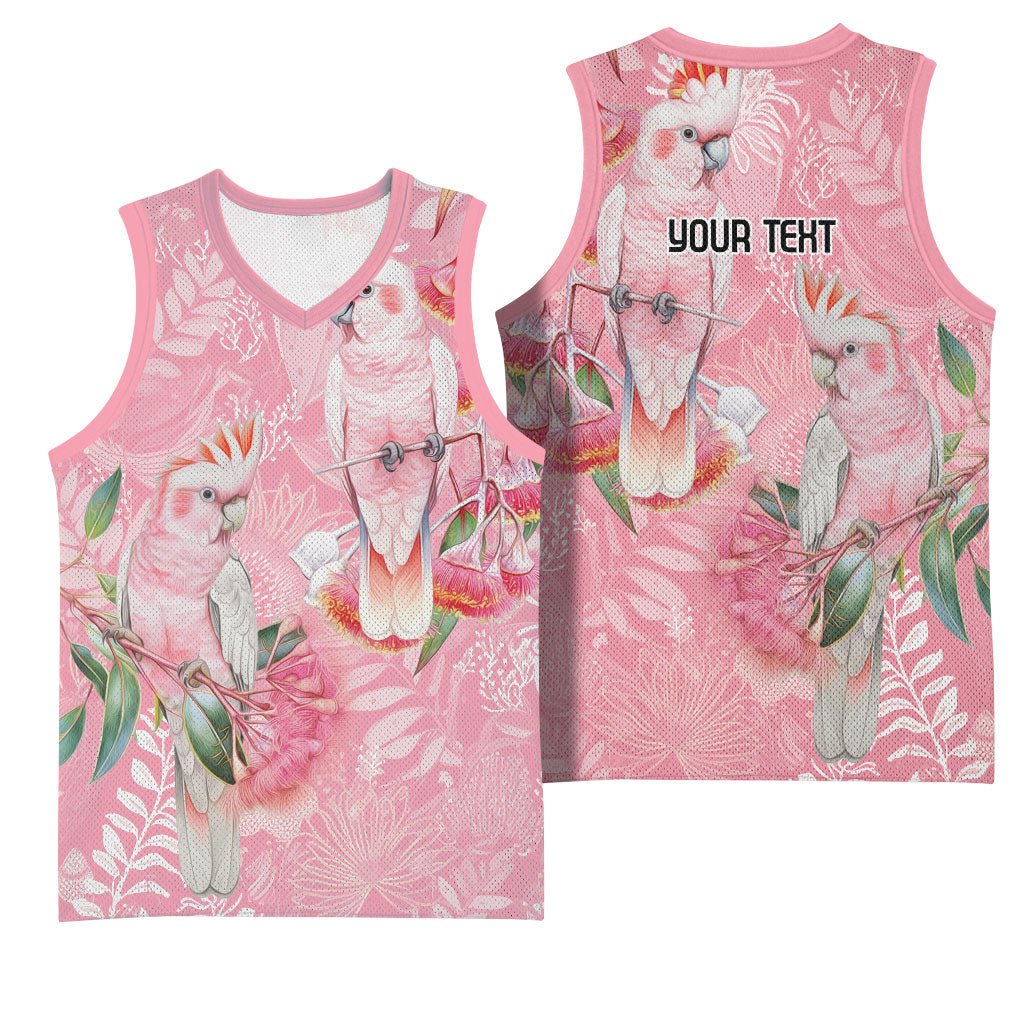 Personalised Galah Cockatoo Eucalyptus Flowers Basketball Jersey Australian Breast Cancer Support Spirit