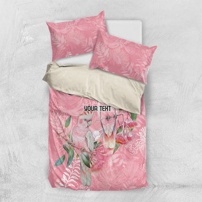 Personalised Galah Cockatoo Eucalyptus Flowers Bedding Set Australian Breast Cancer Support Spirit