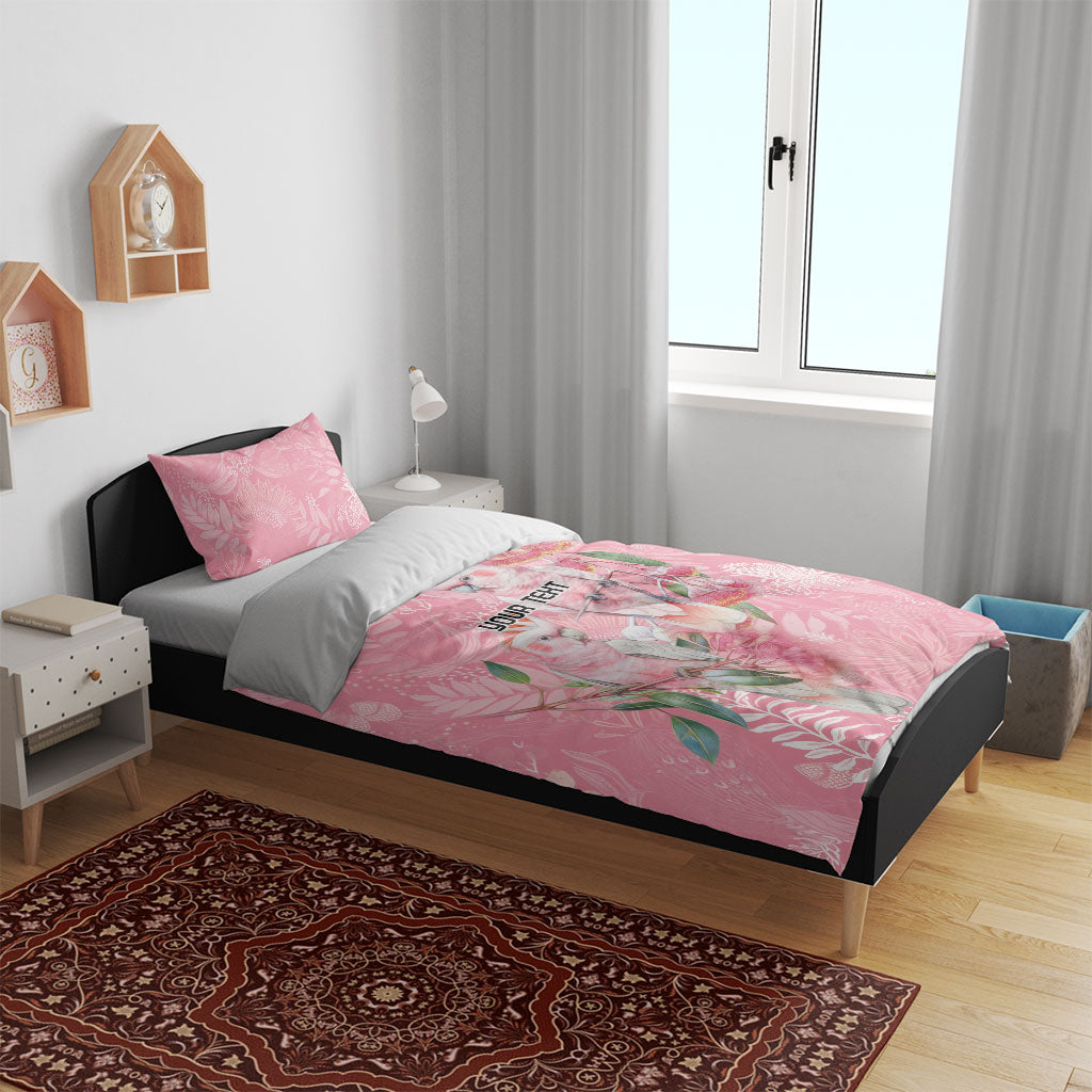 Personalised Galah Cockatoo Eucalyptus Flowers Bedding Set Australian Breast Cancer Support Spirit