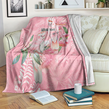 Personalised Galah Cockatoo Eucalyptus Flowers Blanket Australian Breast Cancer Support Spirit