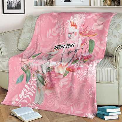 Personalised Galah Cockatoo Eucalyptus Flowers Blanket Australian Breast Cancer Support Spirit