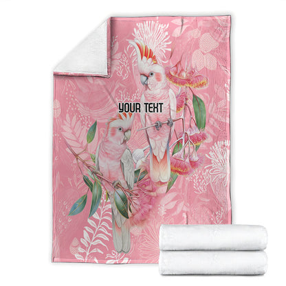 Personalised Galah Cockatoo Eucalyptus Flowers Blanket Australian Breast Cancer Support Spirit