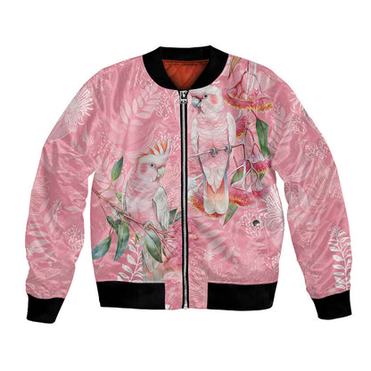 Personalised Galah Cockatoo Eucalyptus Flowers Bomber Jacket Australian Breast Cancer Support Spirit