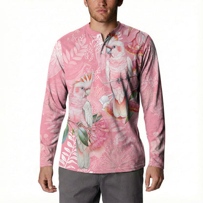 Personalised Galah Cockatoo Eucalyptus Flowers Button Sweatshirt Australian Breast Cancer Support Spirit