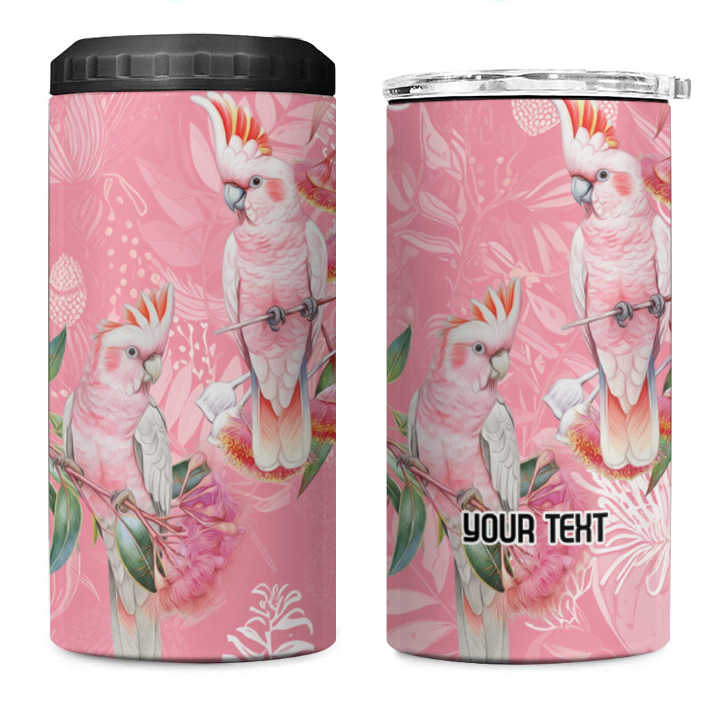 Personalised Galah Cockatoo Eucalyptus Flowers 4 in 1 Can Cooler Tumbler Australian Breast Cancer Support Spirit