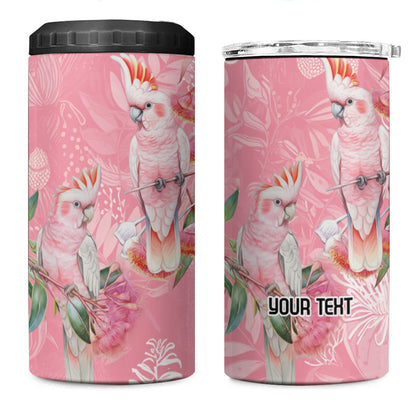 Personalised Galah Cockatoo Eucalyptus Flowers 4 in 1 Can Cooler Tumbler Australian Breast Cancer Support Spirit