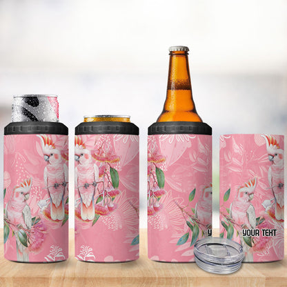 Personalised Galah Cockatoo Eucalyptus Flowers 4 in 1 Can Cooler Tumbler Australian Breast Cancer Support Spirit